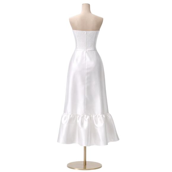 Hutch BHLDN Strapless White Bow Midi Dress Size 8 Modern Bridal Statement Gown - Picture 3 of 5